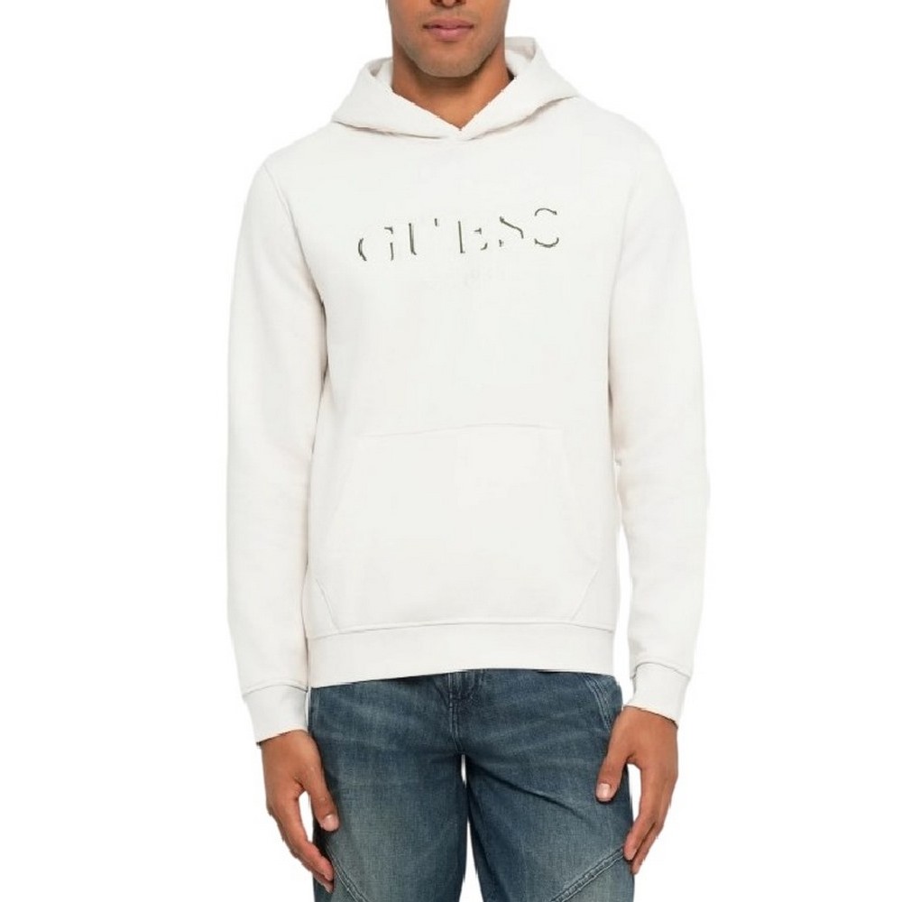 GUESS HOODED BASIC SWEATSHIRT ΦΟΥΤΕΡ ΜΠΛΟΥΖΑ ΑΝΔΡΙΚΗ OFF WHITE