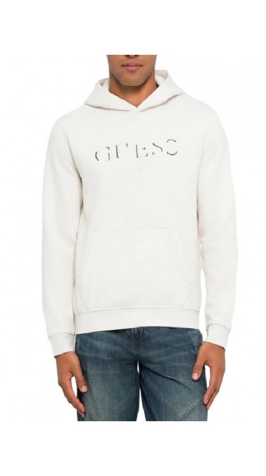 GUESS HOODED BASIC SWEATSHIRT ΦΟΥΤΕΡ ΜΠΛΟΥΖΑ ΑΝΔΡΙΚΗ OFF WHITE