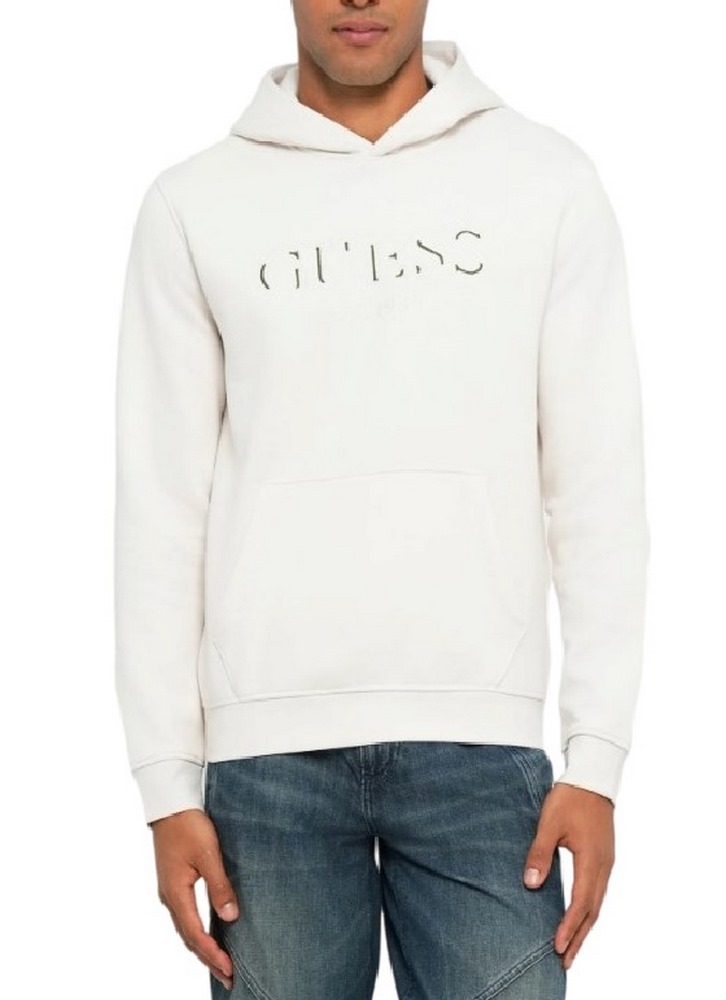 GUESS HOODED BASIC SWEATSHIRT ΦΟΥΤΕΡ ΜΠΛΟΥΖΑ ΑΝΔΡΙΚΗ OFF WHITE