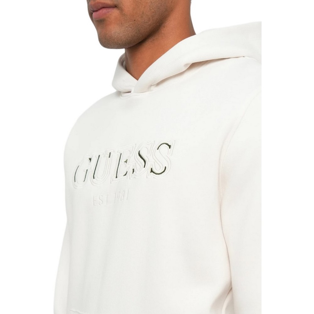 GUESS HOODED BASIC SWEATSHIRT ΦΟΥΤΕΡ ΜΠΛΟΥΖΑ ΑΝΔΡΙΚΗ OFF WHITE