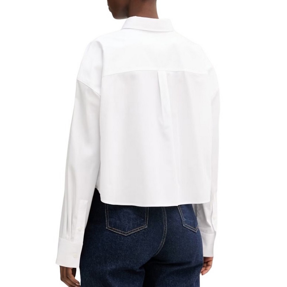 CALVIN KLEIN JEANS COTTON POPLIN CROPPED SHIRT WOVE ΠΟΥΚΑΜΙΣΟ ΓΥΝΑΙΚΕΙΟ WHITE