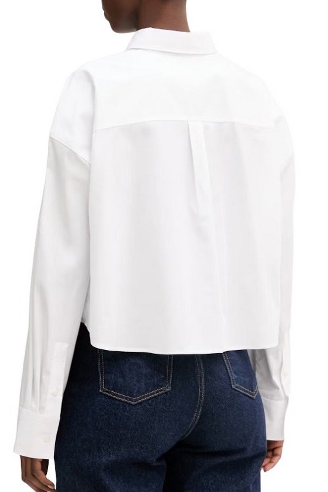 CALVIN KLEIN JEANS COTTON POPLIN CROPPED SHIRT WOVE ΠΟΥΚΑΜΙΣΟ ΓΥΝΑΙΚΕΙΟ WHITE
