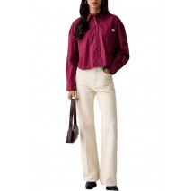 CALVIN KLEIN JEANS COTTON POPLIN CROPPED SHIRT WOVE ΠΟΥΚΑΜΙΣΟ ΓΥΝΑΙΚΕΙΟ BORDEAUX
