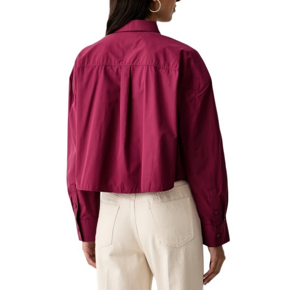CALVIN KLEIN JEANS COTTON POPLIN CROPPED SHIRT WOVE ΠΟΥΚΑΜΙΣΟ ΓΥΝΑΙΚΕΙΟ BORDEAUX