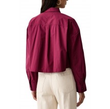 CALVIN KLEIN JEANS COTTON POPLIN CROPPED SHIRT WOVE ΠΟΥΚΑΜΙΣΟ ΓΥΝΑΙΚΕΙΟ BORDEAUX