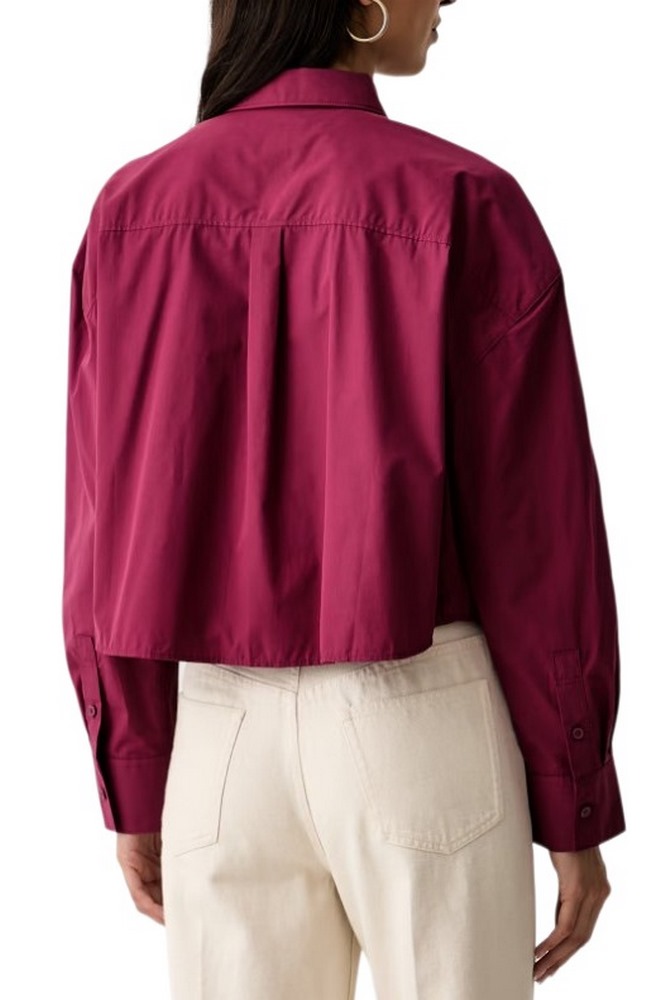 CALVIN KLEIN JEANS COTTON POPLIN CROPPED SHIRT WOVE ΠΟΥΚΑΜΙΣΟ ΓΥΝΑΙΚΕΙΟ BORDEAUX