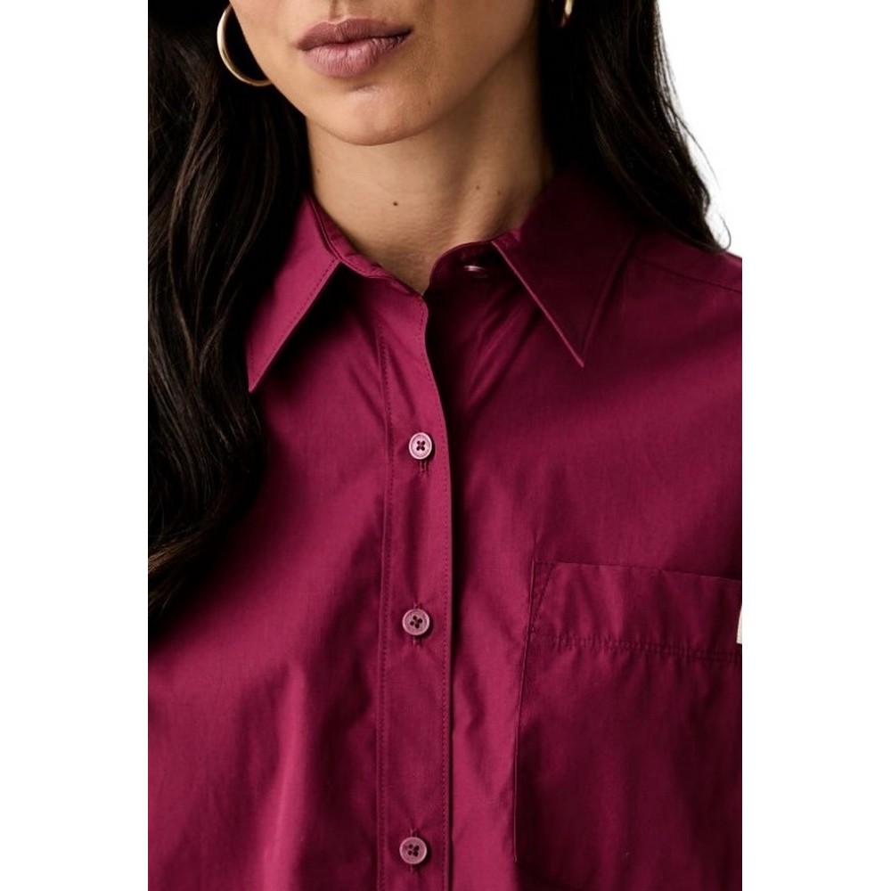 CALVIN KLEIN JEANS COTTON POPLIN CROPPED SHIRT WOVE ΠΟΥΚΑΜΙΣΟ ΓΥΝΑΙΚΕΙΟ BORDEAUX