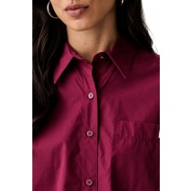 CALVIN KLEIN JEANS COTTON POPLIN CROPPED SHIRT WOVE ΠΟΥΚΑΜΙΣΟ ΓΥΝΑΙΚΕΙΟ BORDEAUX