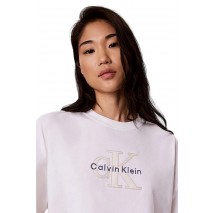 CALVIN KLEIN JEANS OS CROPPED DENIM APPLIQUE MONOLO T-SHIRT ΜΠΛΟΥΖΑ ΓΥΝΑΙΚΕΙΑ WHITE