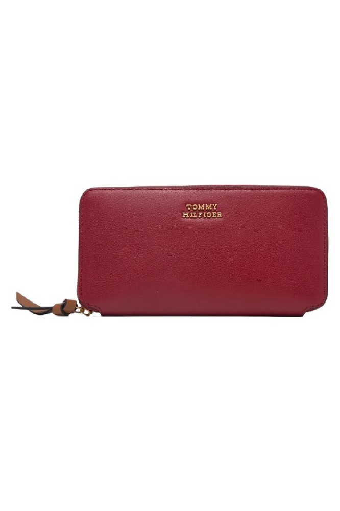 TOMMY HILFIGER LEATHER LRG ZA WALLET ΠΟΡΤΟΦΟΛΙ ΓΥΝΑΙΚΕΙΟ RED