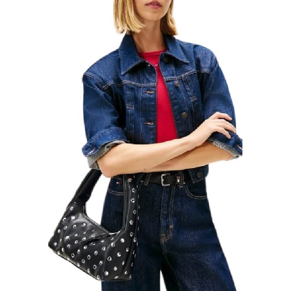 TOMMY JEANS HOLIDAY STUD SHOULDER BAG ΤΣΑΝΤΑ ΓΥΝΑΙΚΕΙΑ BLACK