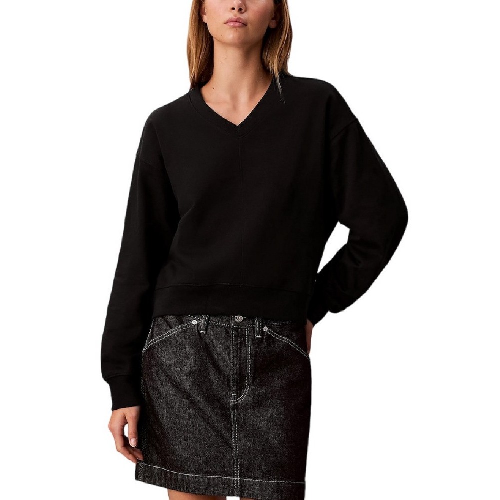 CALVIN KLEIN JEANS LS PREMIUM TERRY VNK SWEATSHIRT ΦΟΥΤΕΡ ΜΠΛΟΥΖΑ ΓΥΝΑΙΚΕΙΑ BLACK