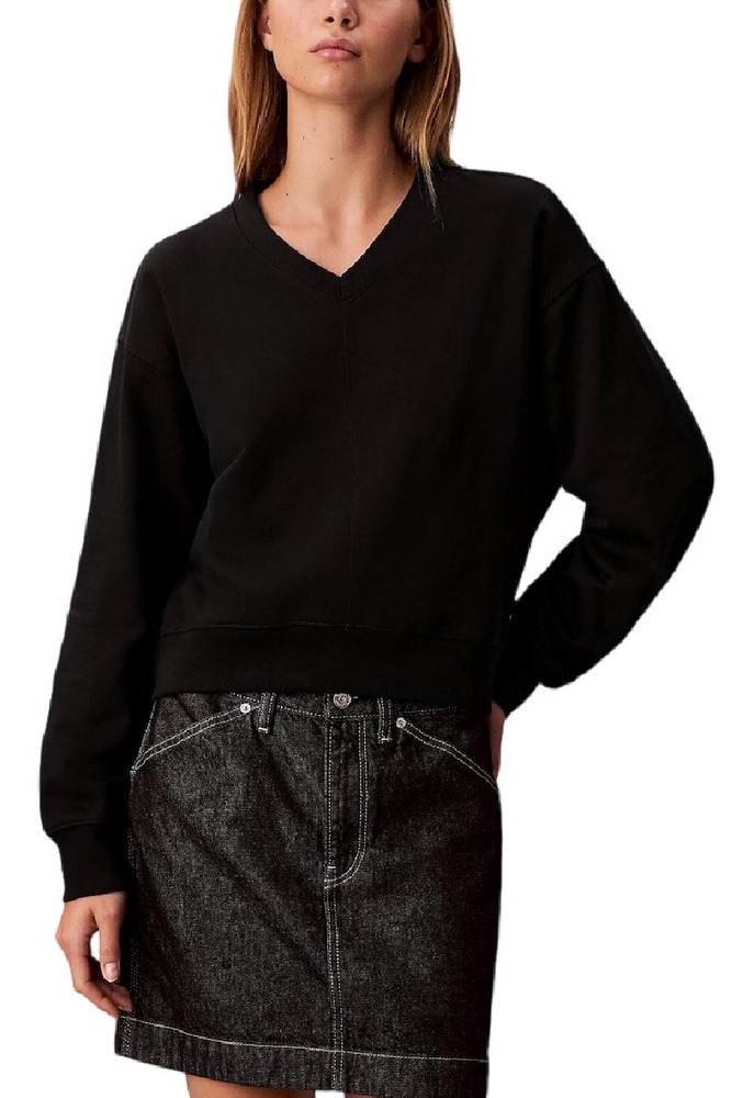 CALVIN KLEIN JEANS LS PREMIUM TERRY VNK SWEATSHIRT ΦΟΥΤΕΡ ΜΠΛΟΥΖΑ ΓΥΝΑΙΚΕΙΑ BLACK