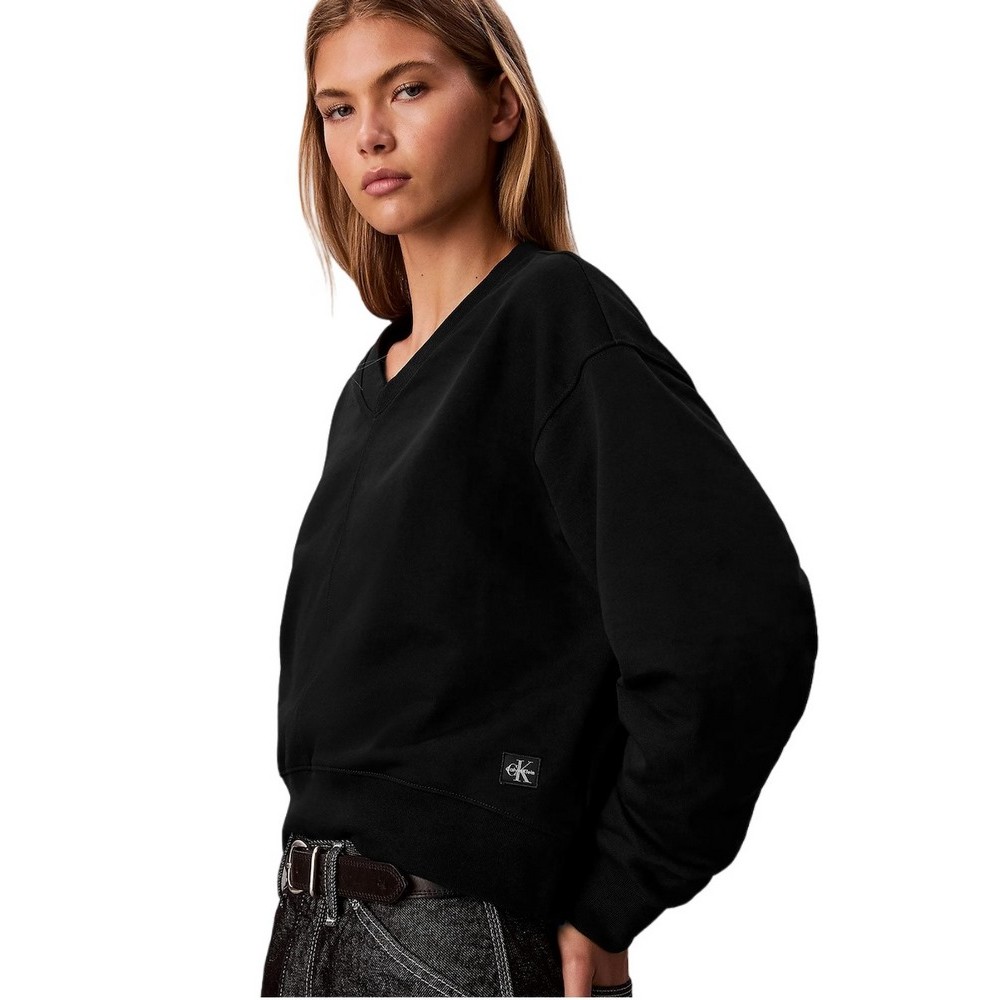 CALVIN KLEIN JEANS LS PREMIUM TERRY VNK SWEATSHIRT ΦΟΥΤΕΡ ΜΠΛΟΥΖΑ ΓΥΝΑΙΚΕΙΑ BLACK