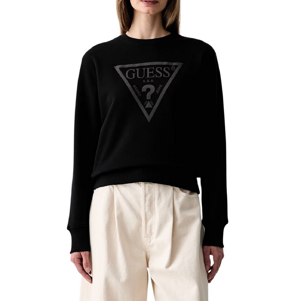 GUESS NEW CN BASIC TRIANGLE SWEATSHI ΜΠΛΟΥΖΑ ΦΟΥΤΕΡ ΓΥΝΑΙΚΕΙΑ BLACK