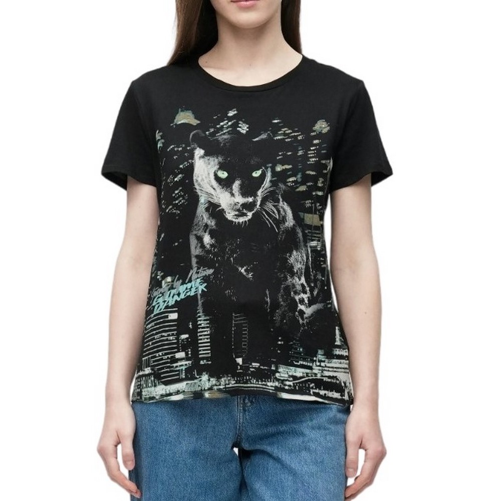 GUESS SKYLINE PANTHER EASY T-SHIRT ΓΥΝΑΙΚΕΙΟ BLACK