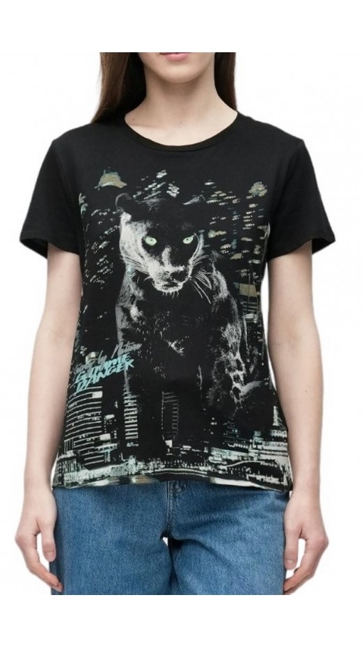 GUESS SKYLINE PANTHER EASY T-SHIRT ΓΥΝΑΙΚΕΙΟ BLACK