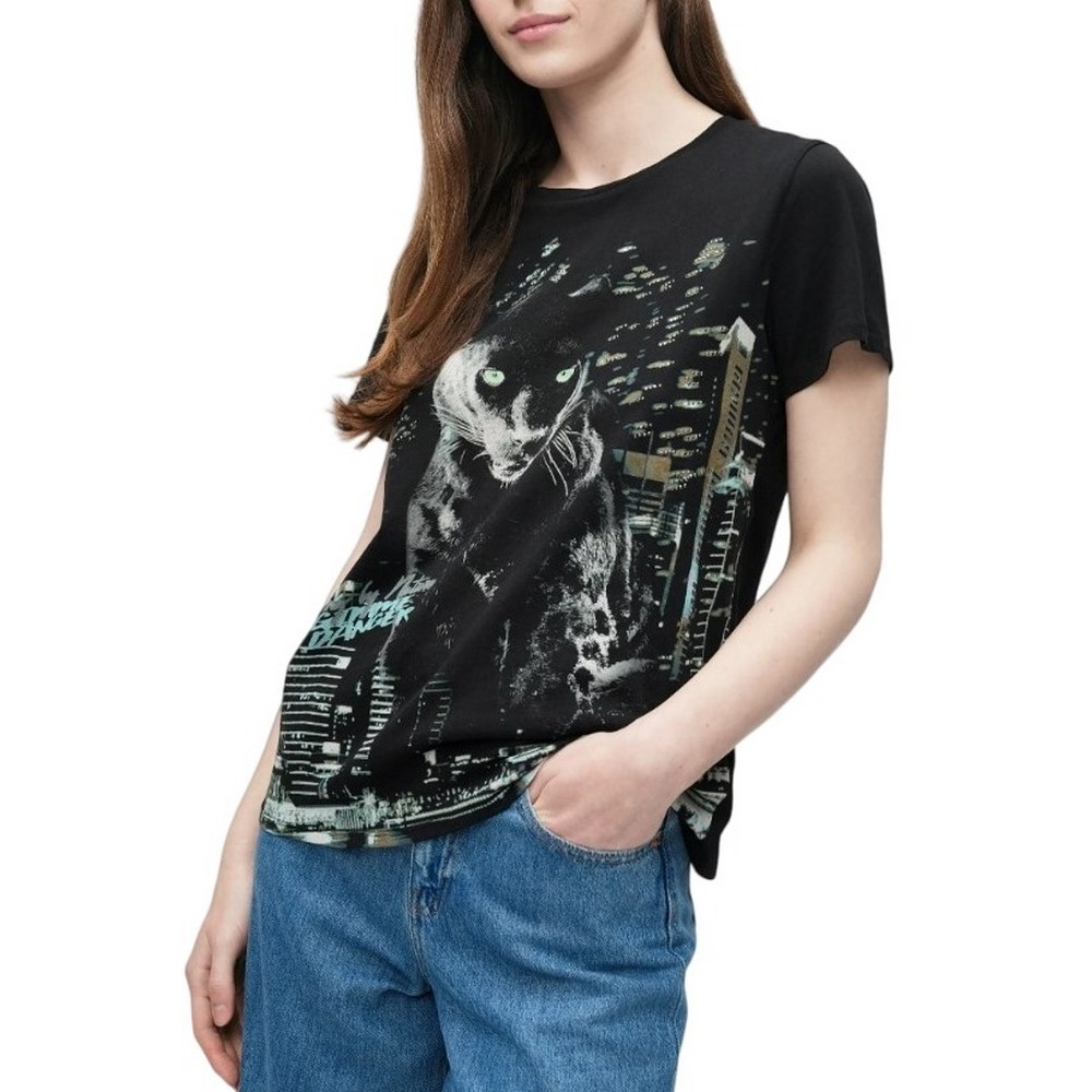 GUESS SKYLINE PANTHER EASY T-SHIRT ΓΥΝΑΙΚΕΙΟ BLACK
