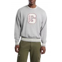 GUESS JEANS LS CN OS G PATCH SWTR  ΜΠΛΟΥΖΑ ΠΛΕΚΤΗ ΑΝΔΡΙΚΗ GREY