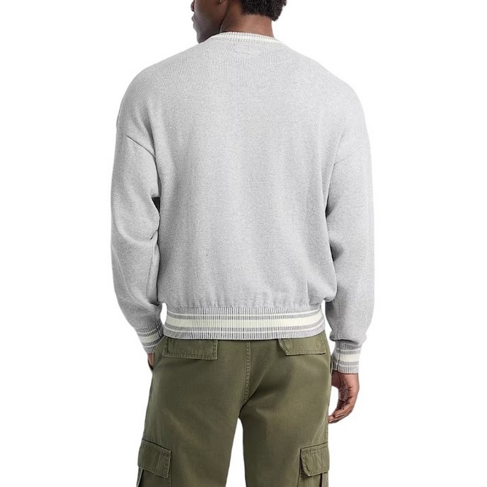 GUESS JEANS LS CN OS G PATCH SWTR  ΜΠΛΟΥΖΑ ΠΛΕΚΤΗ ΑΝΔΡΙΚΗ GREY