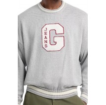 GUESS JEANS LS CN OS G PATCH SWTR  ΜΠΛΟΥΖΑ ΠΛΕΚΤΗ ΑΝΔΡΙΚΗ GREY