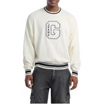 GUESS JEANS LS CN OS G PATCH SWTR  ΜΠΛΟΥΖΑ ΠΛΕΚΤΗ ΑΝΔΡΙΚΗ OFF WHITE