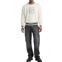 GUESS JEANS LS CN OS G PATCH SWTR  ΜΠΛΟΥΖΑ ΠΛΕΚΤΗ ΑΝΔΡΙΚΗ OFF WHITE