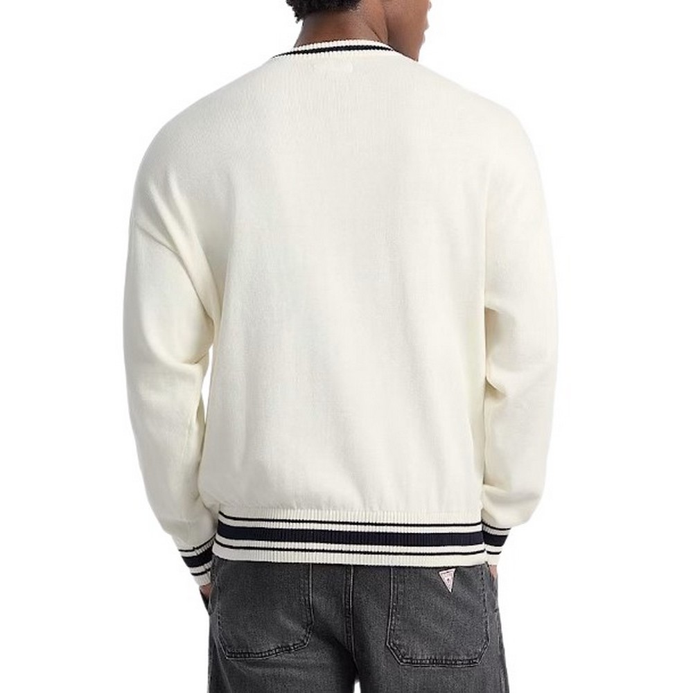 GUESS JEANS LS CN OS G PATCH SWTR  ΜΠΛΟΥΖΑ ΠΛΕΚΤΗ ΑΝΔΡΙΚΗ OFF WHITE