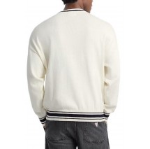 GUESS JEANS LS CN OS G PATCH SWTR  ΜΠΛΟΥΖΑ ΠΛΕΚΤΗ ΑΝΔΡΙΚΗ OFF WHITE