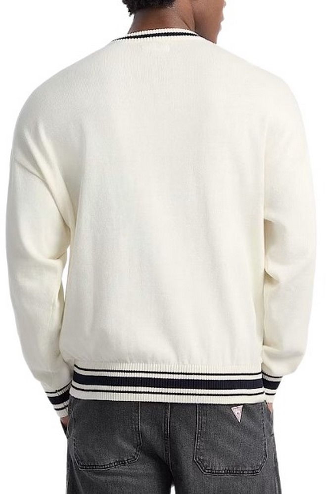 GUESS JEANS LS CN OS G PATCH SWTR  ΜΠΛΟΥΖΑ ΠΛΕΚΤΗ ΑΝΔΡΙΚΗ OFF WHITE