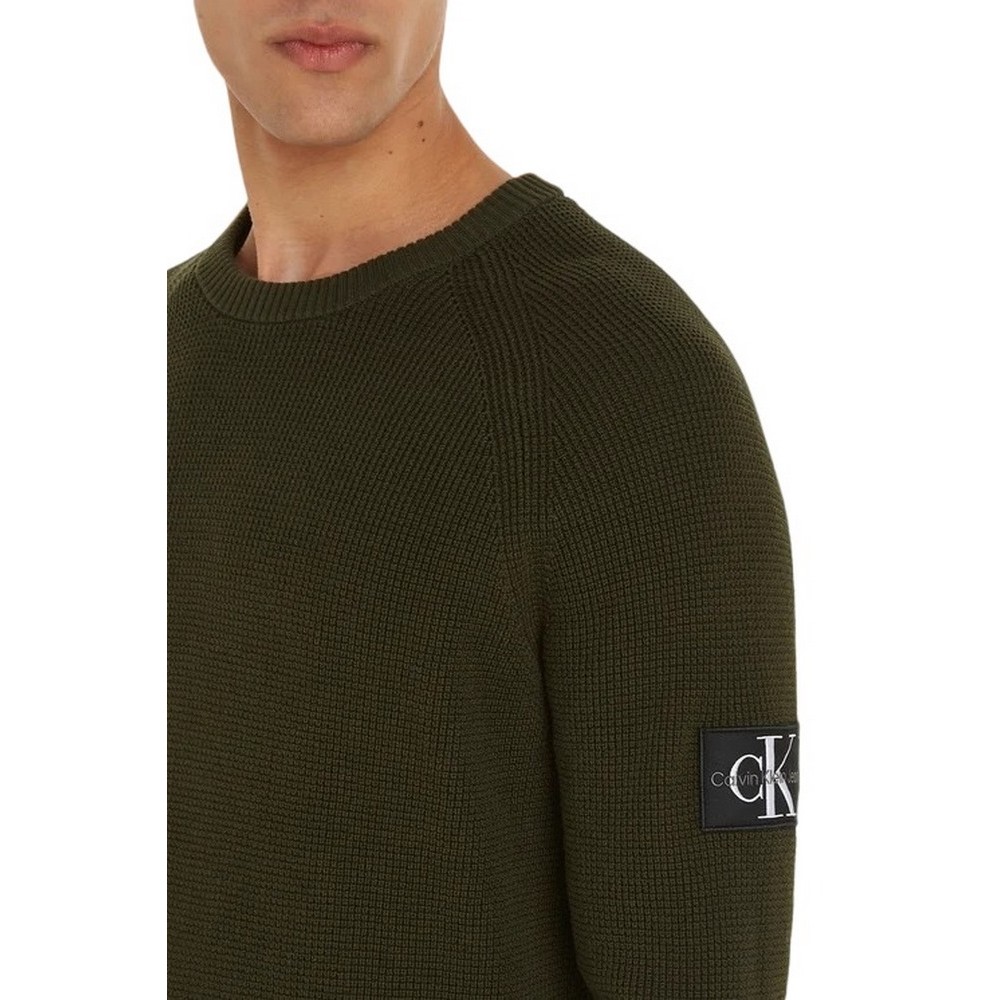 CALVIN KLEIN BADGE EASY SWEATER ΜΠΛΟΥΖΑ ΑΝΔΡΙΚΗ KHAKI