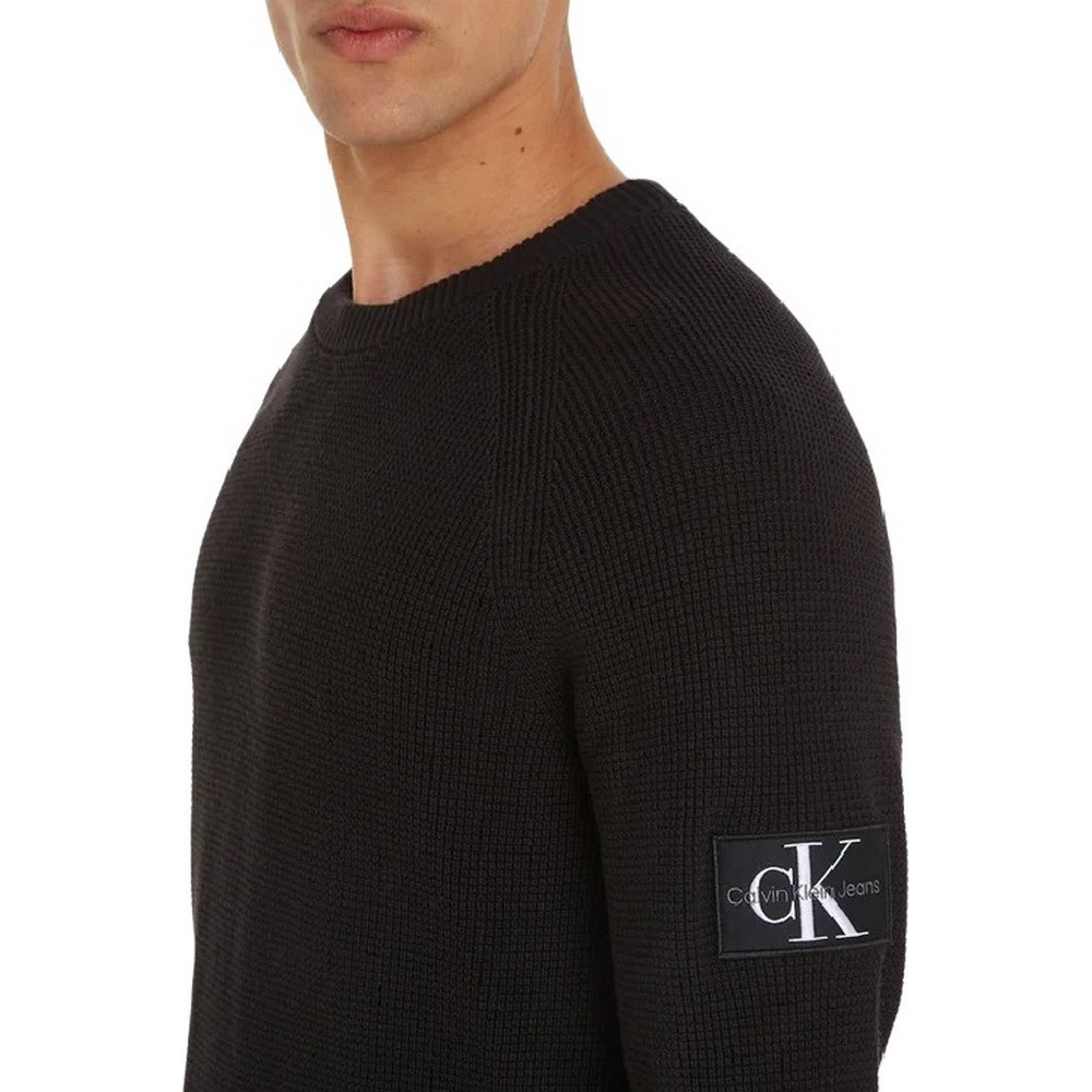CALVIN KLEIN BADGE EASY SWEATER ΜΠΛΟΥΖΑ ΑΝΔΡΙΚΗ BLACK