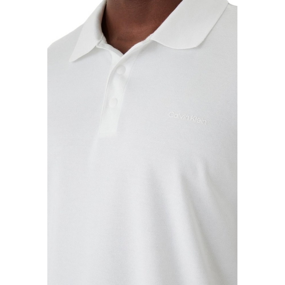 CALVIN KLEIN TECH INTERLOCK POLO T-SHIRT ΜΠΛΟΥΖΑ ΑΝΔΡΙΚΗ BRIGHT WHITE