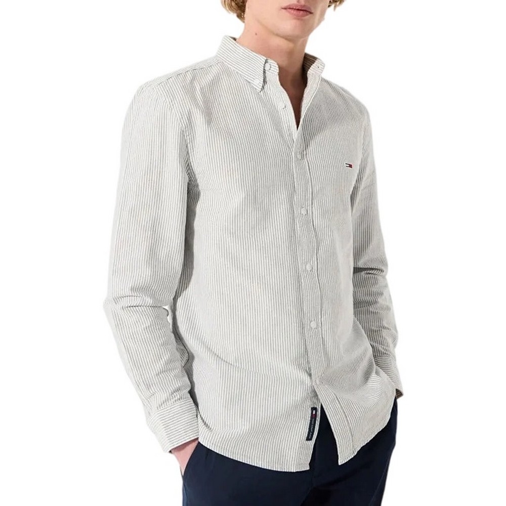 TOMMY JEANS SLIM STRIPE OXFORD SHIRT EXT ΠΟΥΚΑΜΙΣΟ ΑΝΔΡΙΚΟ GREEN