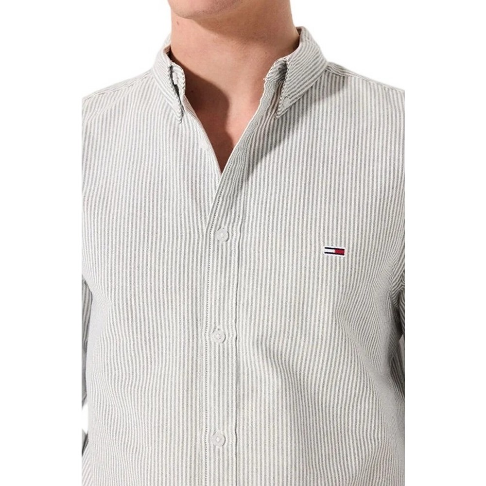 TOMMY JEANS SLIM STRIPE OXFORD SHIRT EXT ΠΟΥΚΑΜΙΣΟ ΑΝΔΡΙΚΟ GREEN