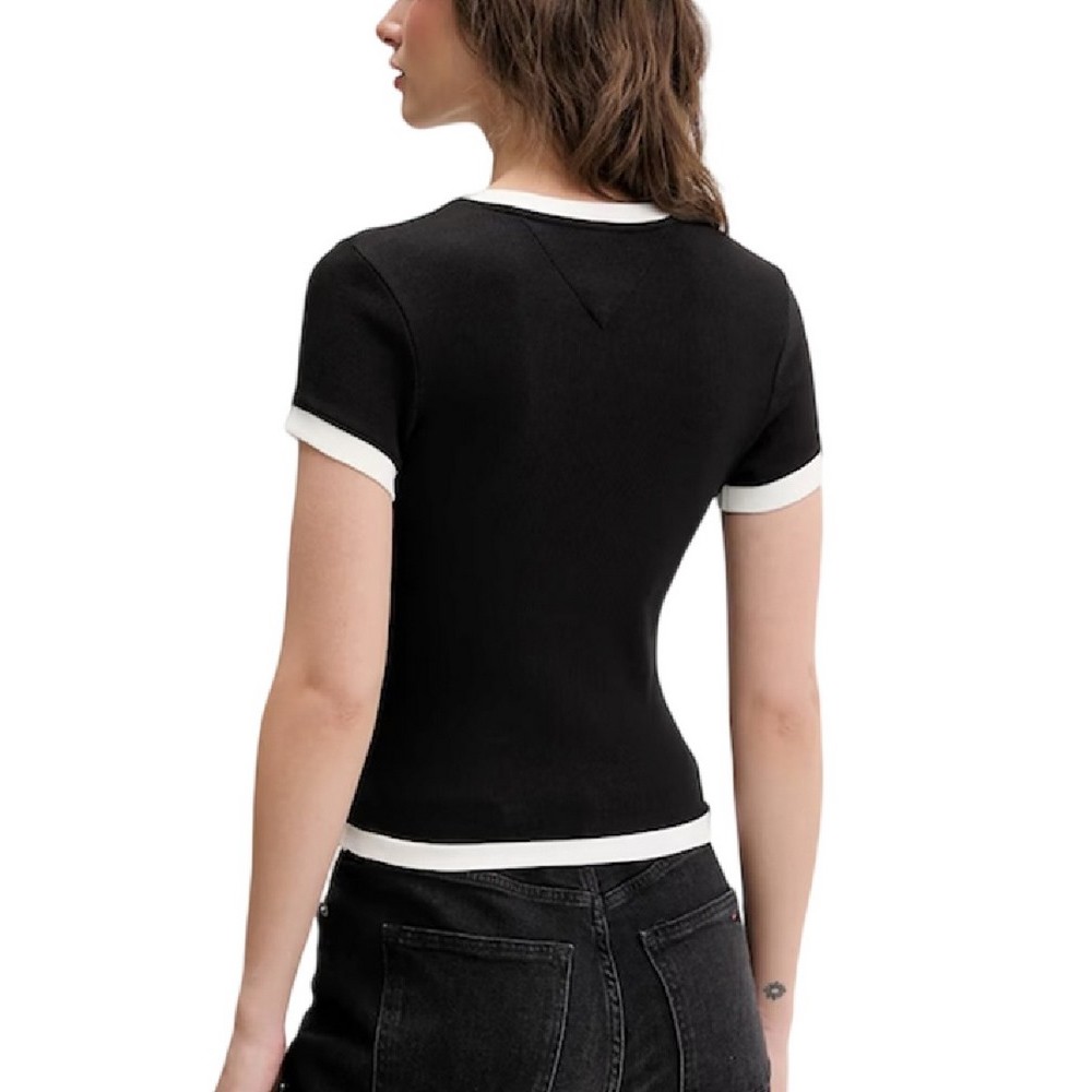 TOMMY JEANS SLIM SH BADGE RIB EXT T-SHIRT ΜΠΛΟΥΖΑ ΓΥΝΑΙΚΕΙΑ BLACK