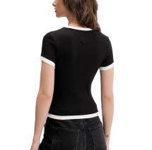 TOMMY JEANS SLIM SH BADGE RIB EXT T-SHIRT ΜΠΛΟΥΖΑ ΓΥΝΑΙΚΕΙΑ BLACK