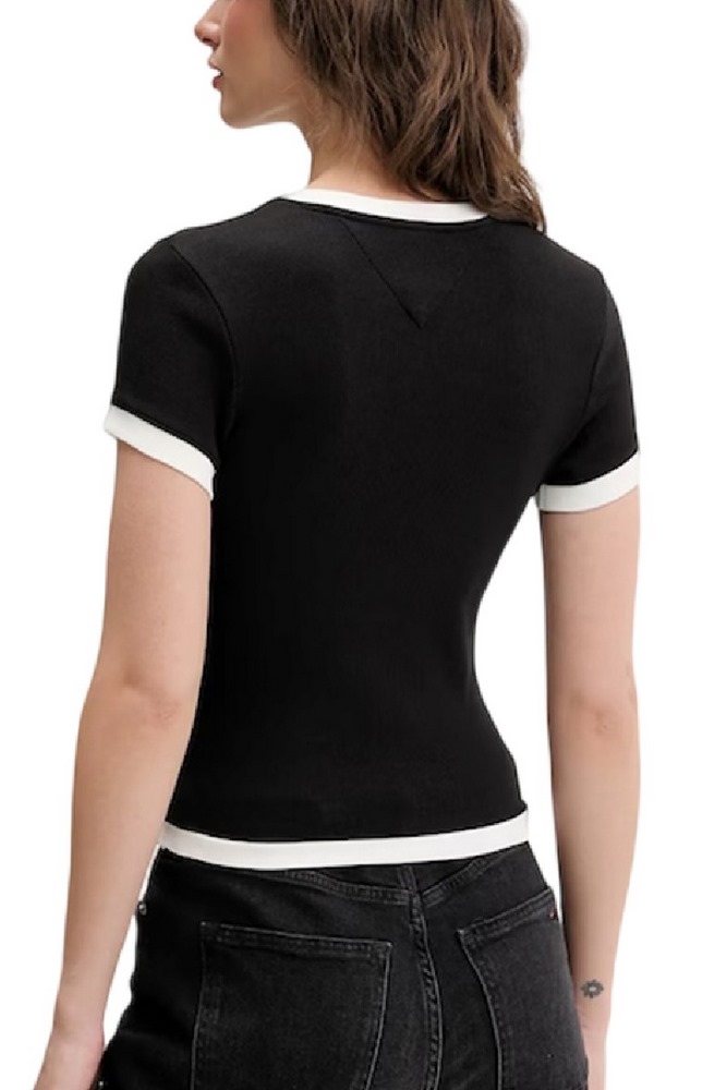 TOMMY JEANS SLIM SH BADGE RIB EXT T-SHIRT ΜΠΛΟΥΖΑ ΓΥΝΑΙΚΕΙΑ BLACK