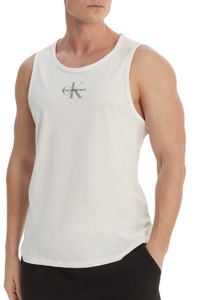 CALVIN KLEIN JEANS 30S CLASSIC MICRO MONOLOGO TANK T-SHIRT ΜΠΛΟΥΖΑ ΑΝΔΡΙΚΗ BRIGHT WHITE