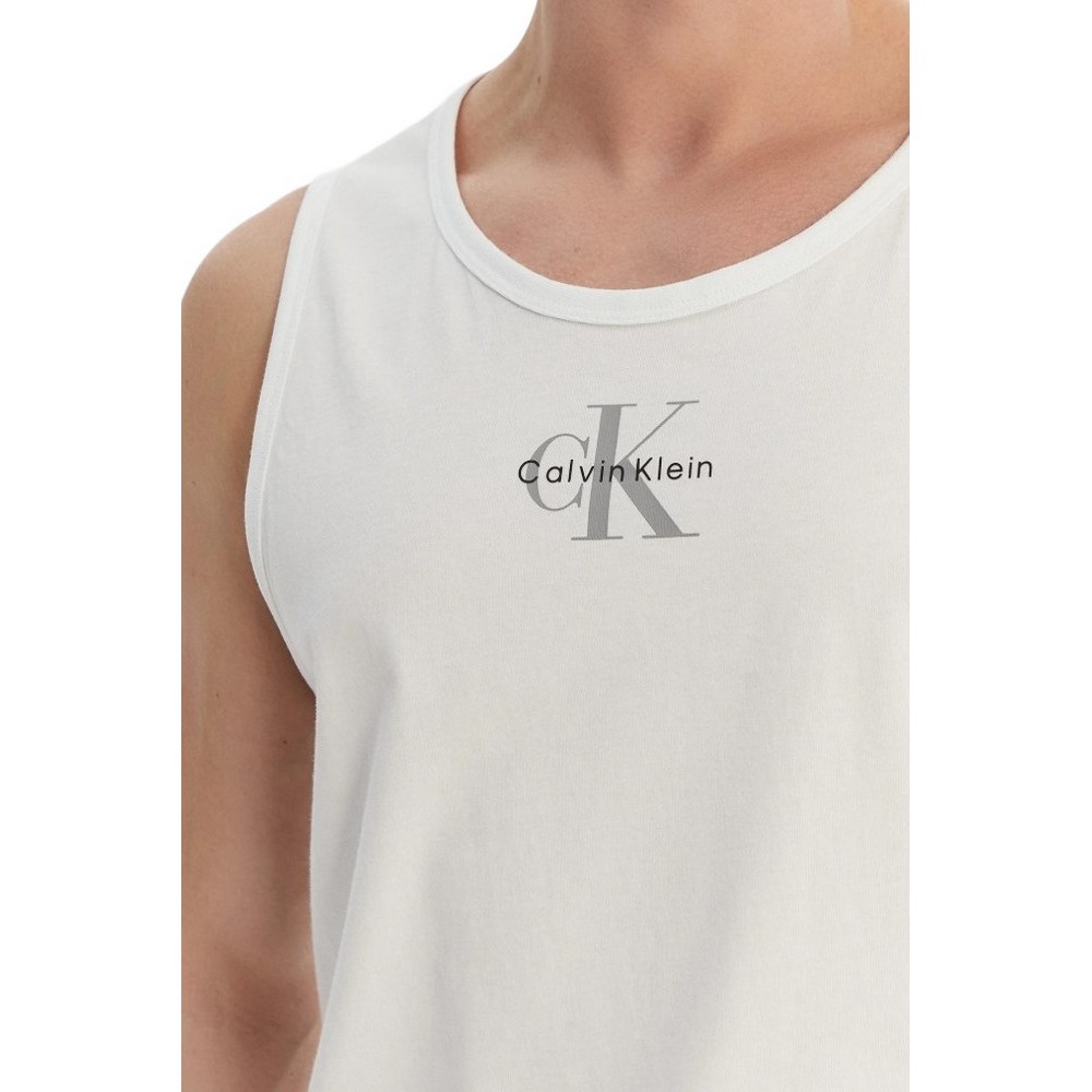 CALVIN KLEIN JEANS 30S CLASSIC MICRO MONOLOGO TANK T-SHIRT ΜΠΛΟΥΖΑ ΑΝΔΡΙΚΗ BRIGHT WHITE