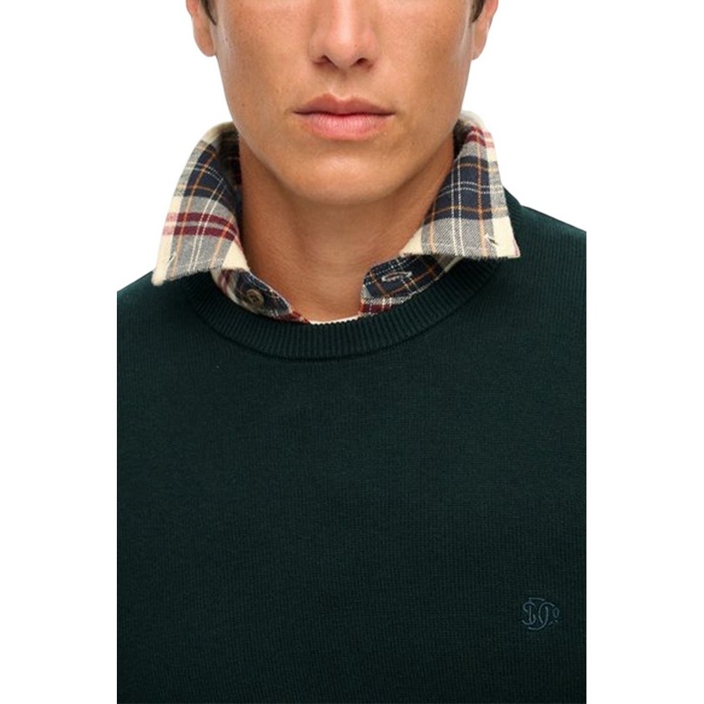 SUPERDRY D1 STUD ESSENTIALS COTTON JUMPER ΜΠΛΟΥΖΑ ΠΛΕΚΤΗ ΑΝΔΡΙΚΗ GREEN