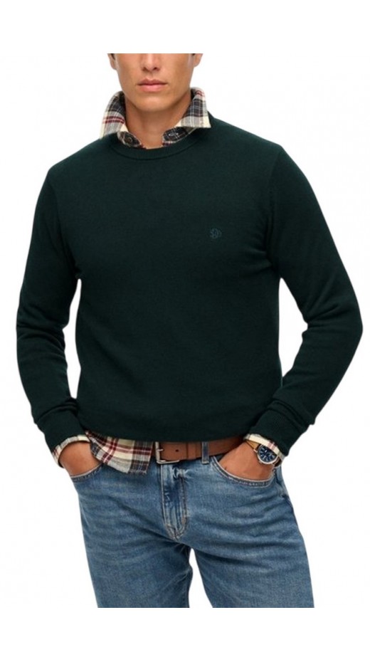SUPERDRY D1 STUD ESSENTIALS COTTON JUMPER ΜΠΛΟΥΖΑ ΠΛΕΚΤΗ ΑΝΔΡΙΚΗ GREEN