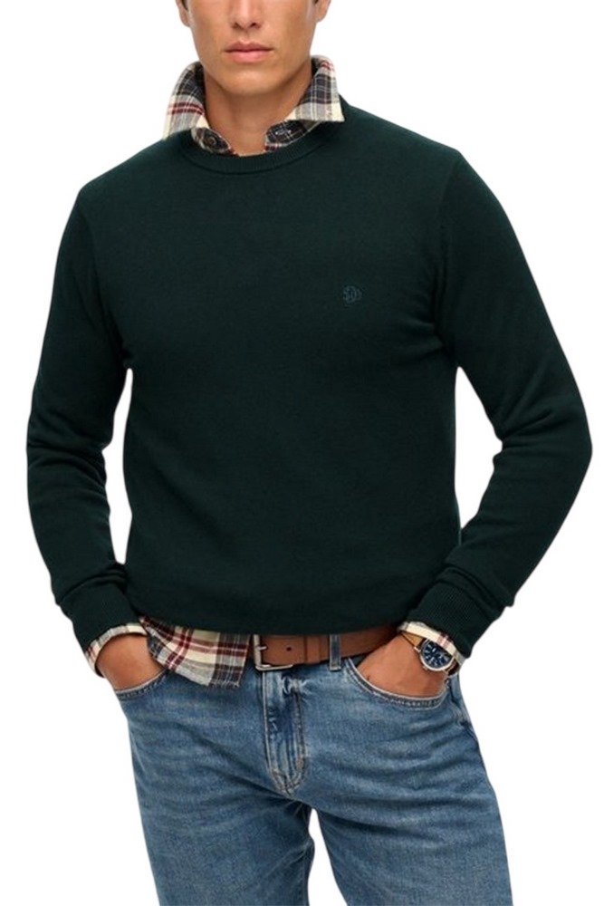 SUPERDRY D1 STUD ESSENTIALS COTTON JUMPER ΜΠΛΟΥΖΑ ΠΛΕΚΤΗ ΑΝΔΡΙΚΗ GREEN