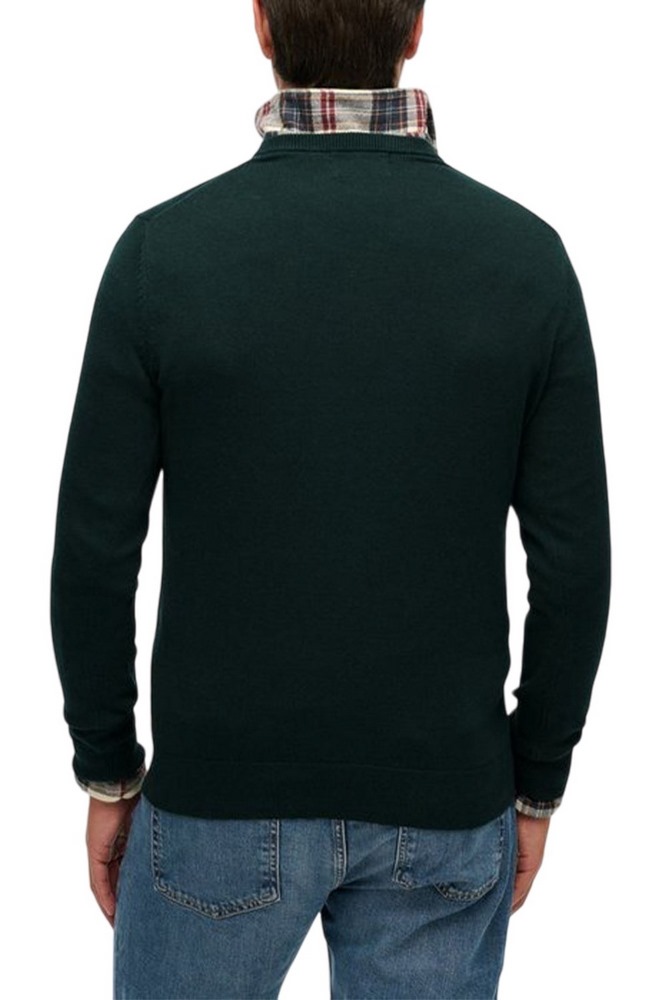 SUPERDRY D1 STUD ESSENTIALS COTTON JUMPER ΜΠΛΟΥΖΑ ΠΛΕΚΤΗ ΑΝΔΡΙΚΗ GREEN