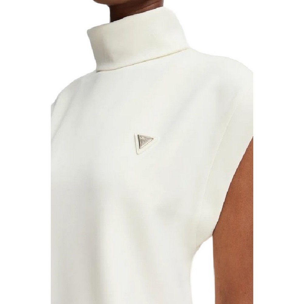 GUESS OLYMPE HIGH NECK SLEEVELESS SW ΜΠΛΟΥΖΑ ΑΜΑΝΙΚΗ ΦΟΥΤΕΡ ΓΥΝΑΙΚΕΙΑ OFF WHITE