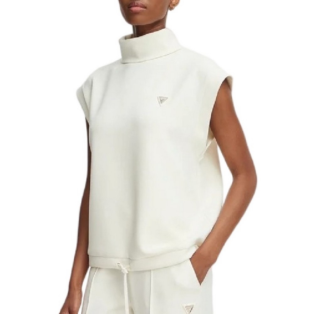 GUESS OLYMPE HIGH NECK SLEEVELESS SW ΜΠΛΟΥΖΑ ΑΜΑΝΙΚΗ ΦΟΥΤΕΡ ΓΥΝΑΙΚΕΙΑ OFF WHITE