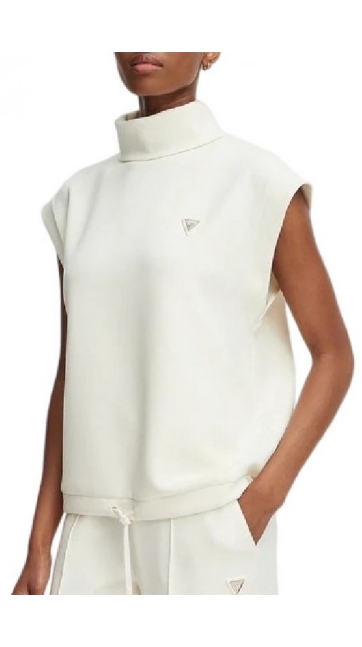 GUESS OLYMPE HIGH NECK SLEEVELESS SW ΜΠΛΟΥΖΑ ΑΜΑΝΙΚΗ ΦΟΥΤΕΡ ΓΥΝΑΙΚΕΙΑ OFF WHITE
