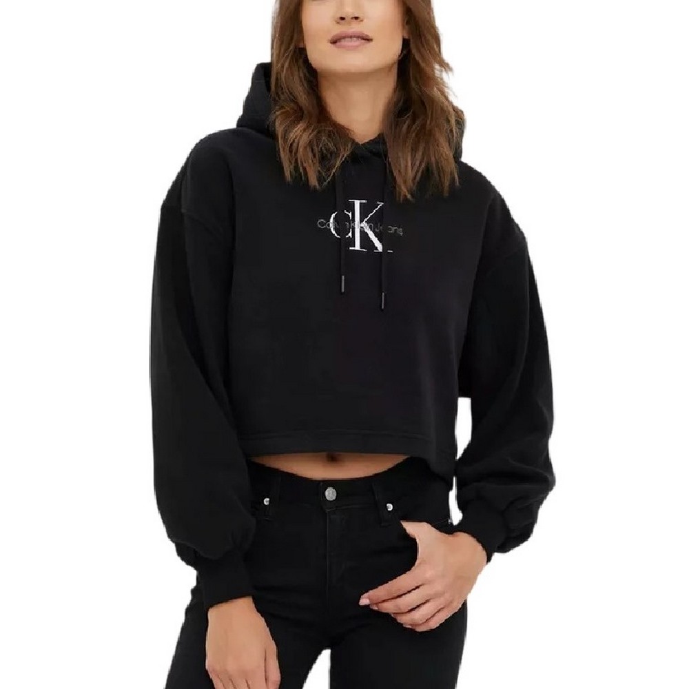 CALVIN KLEIN JEANS POLAR FLEECE HOODIE ΜΠΛΟΥΖΑ ΦΟΥΤΕΡ ΓΥΝΑΙΚΕΙΑ BLACK