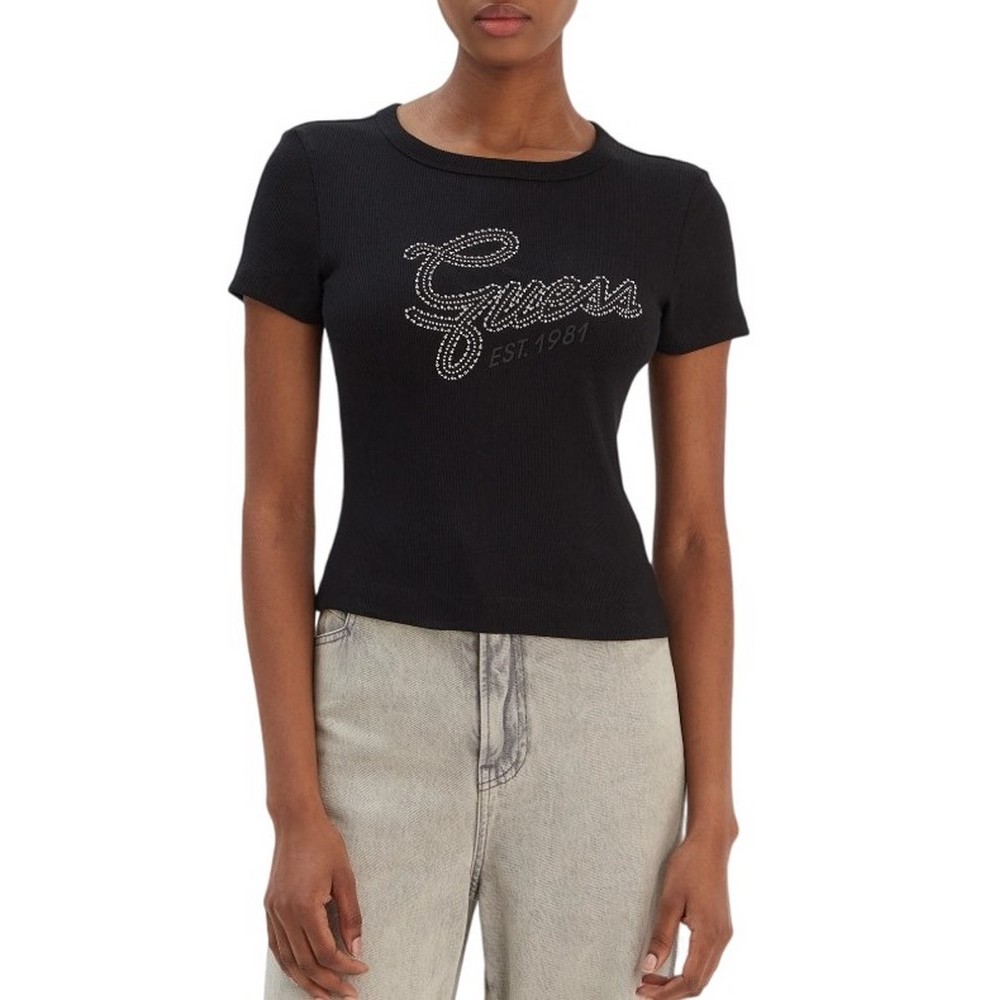 GUESS CN GUESS STUDS SCRIPT ΤΟΠ ΓΥΝΑΙΚΕΙΟ BLACK