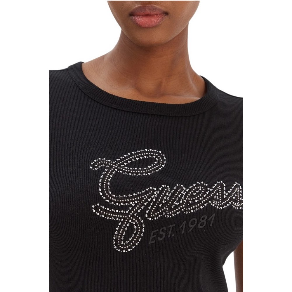 GUESS CN GUESS STUDS SCRIPT ΤΟΠ ΓΥΝΑΙΚΕΙΟ BLACK